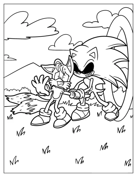 Sonic Exe ottaa Tailsin kiinni.