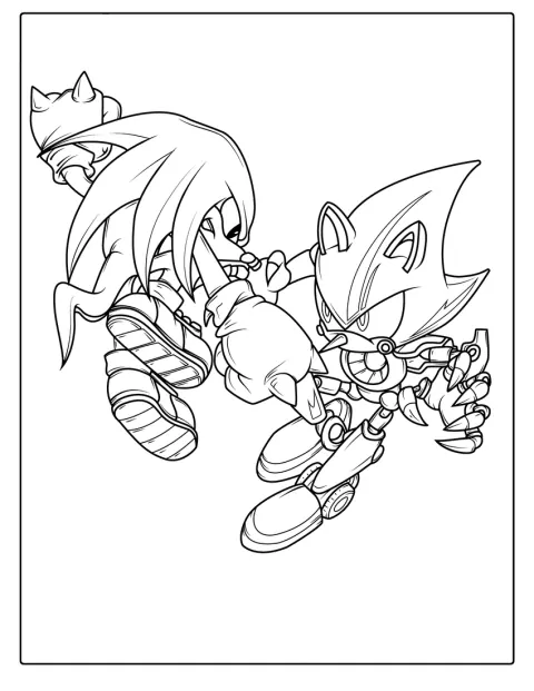Knuckles og Metal Sonic kæmper mod hinanden.