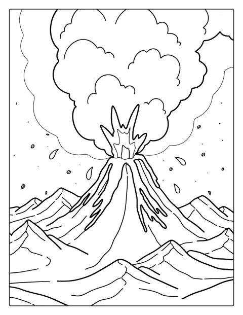 Un volcan rejette de la lave et de la fumée dans le ciel.