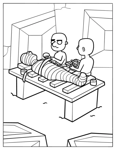 Egyptians Creating A Mummy Coloring Page