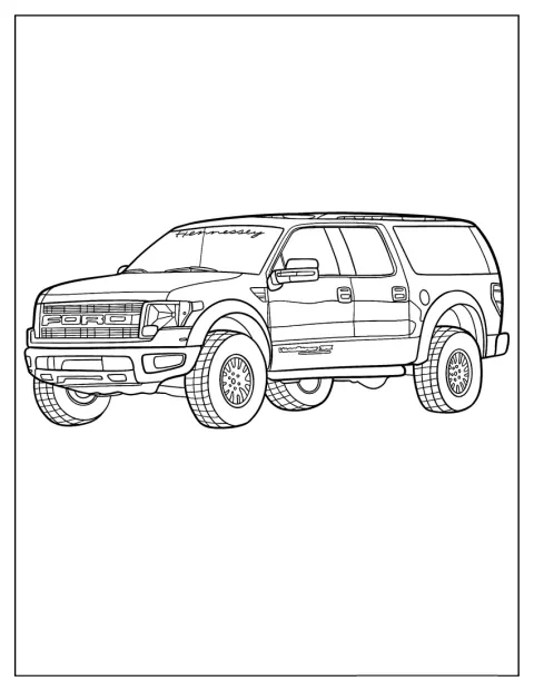 フォードF-150の車体を細部まで描いています。