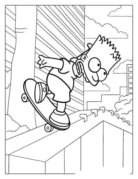 Bart udfører et trick på sit skateboard.