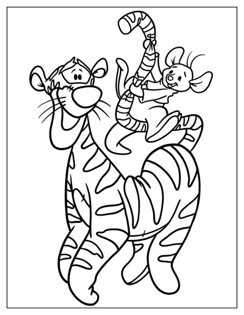 Roo Playing With Tigger Coloring Page Tail