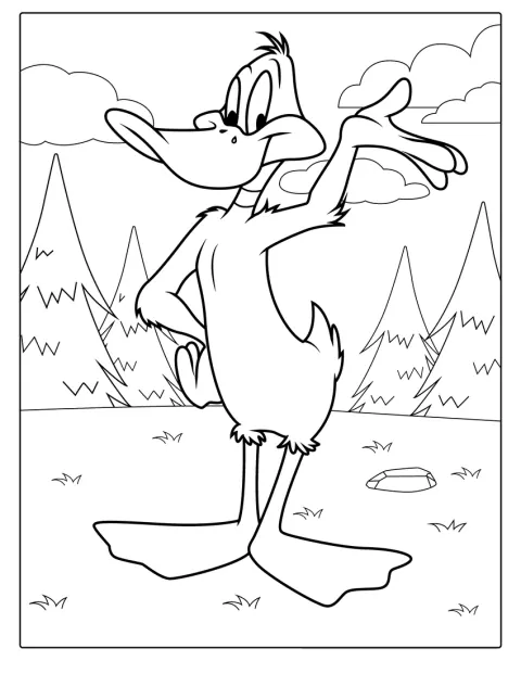 Kaczor Daffy pozuje na ilustracji.