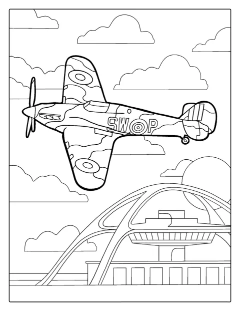 Spitfire-hävittäjä lentää taivaalla.