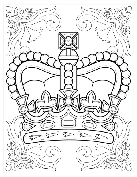 St Edward’s Crown körvonalas, heraldikai ábrázolása látható.