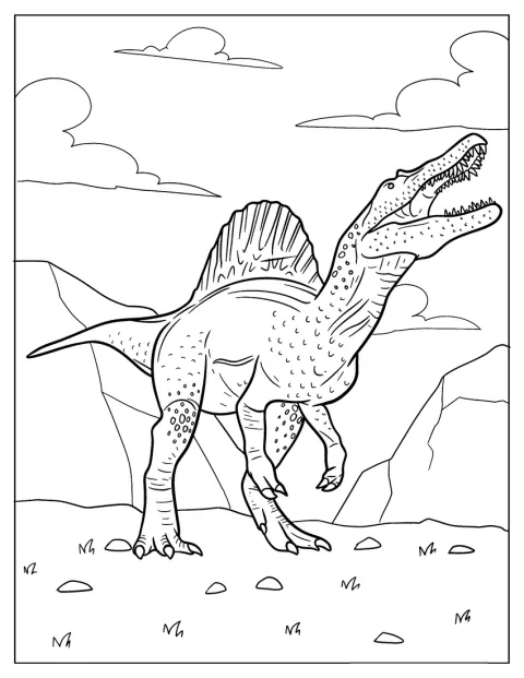 Scaly Spinosaurus Coloring Page Looking Up At The Sky