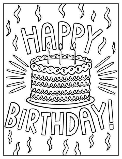 En kake med tente lys står under teksten «Gratulerer med dagen».