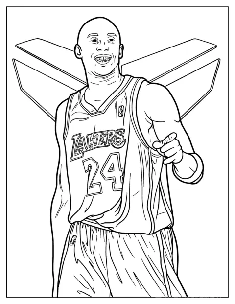 Kobe Bryant står foran et Black Mamba-logo.
