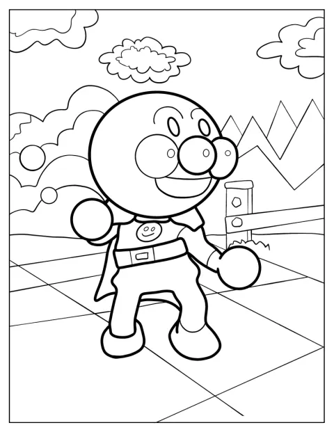 Anpanman dansar glatt med armarna utsträckta.