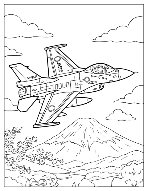 Un chasseur Mitsubishi F-2 vole près du mont Fuji.
