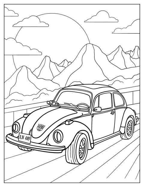 La Volkswagen Coccinelle associée à Bumblebee est montrée de profil.
