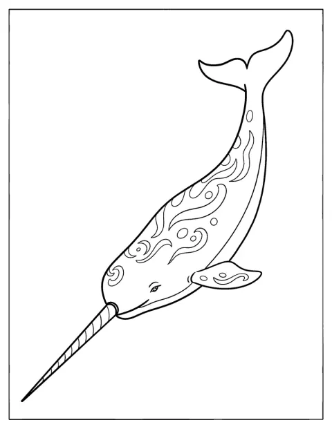 El cuerpo del narval está decorado con patrones encantados.