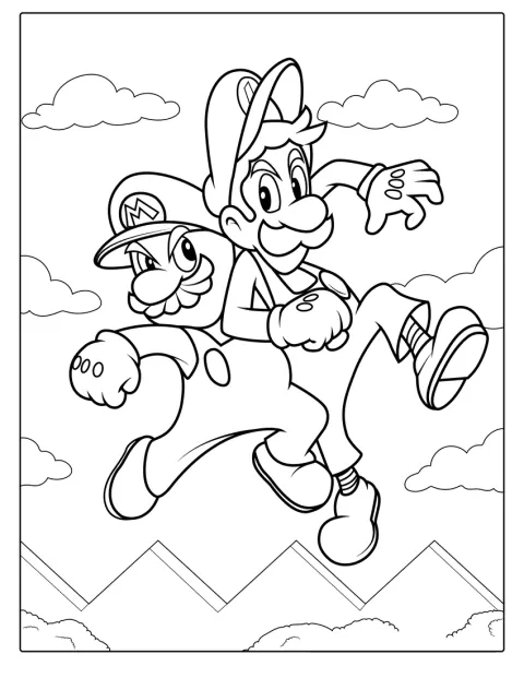 Mario en Luigi staan samen afgebeeld.