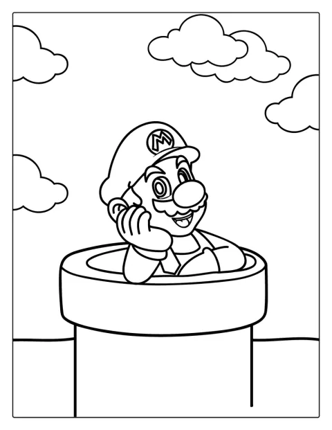 Mario atraviesa un túnel en una escena de aventuras.