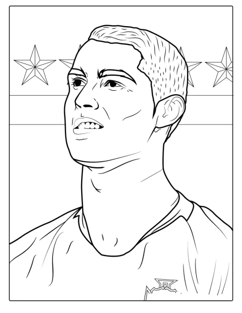 Il volto di Cristiano Ronaldo è mostrato in un primo piano.