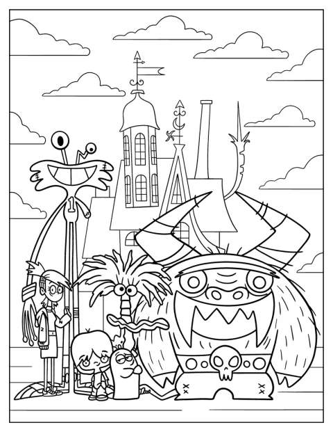 フォスターズ・ホームに登場する仲間たちが描かれています。