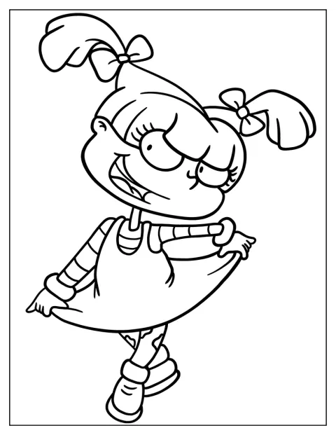 Angelica Pickles står med et venligt smil.