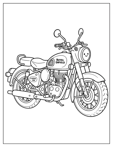 Royal Enfield Classic 350 Motorcycle Coloring Page