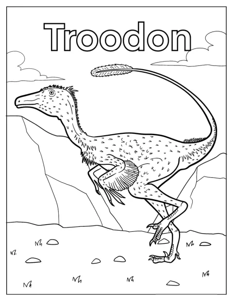 Troodon se prochází pravěkou krajinou.