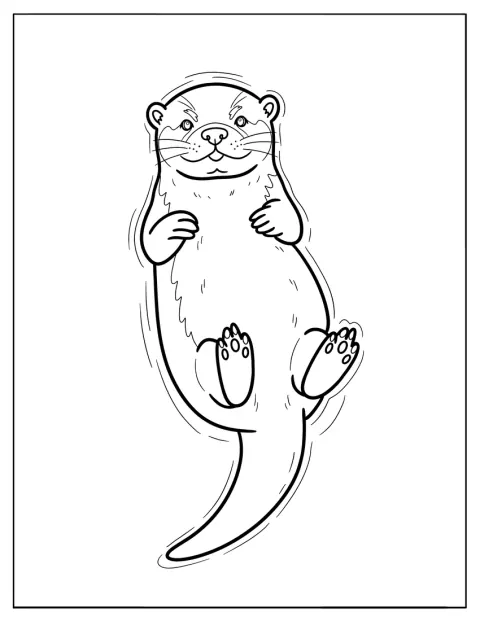 Simple Otter Coloring Page Floating on Its Back for Kids