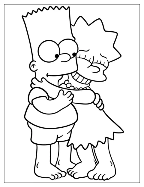 Lisa stringe Bart Simpson in un affettuoso abbraccio.