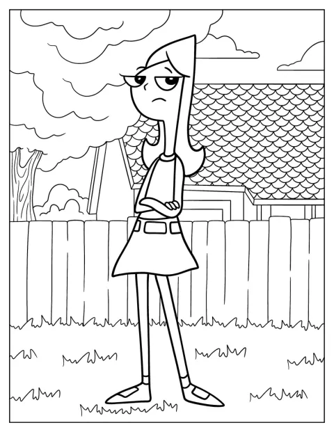 Candace Flynn franze o sobrolho, com ar descontente.