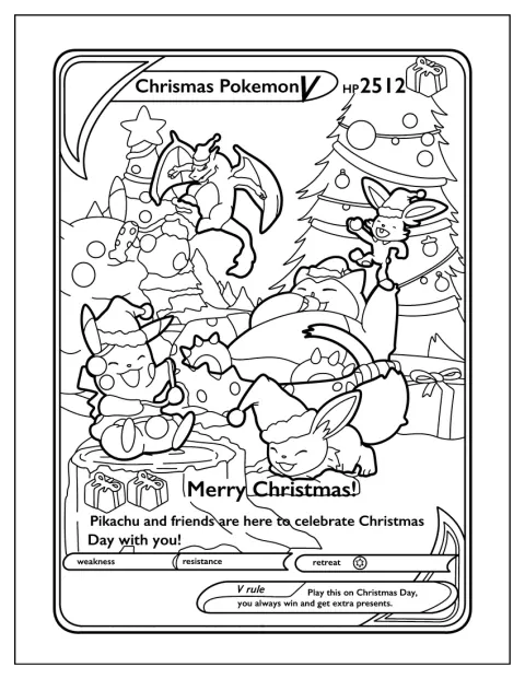 Una carta Pokémon V muestra un diseño navideño.