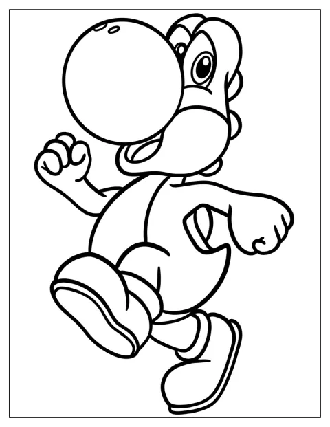 Yoshi juoksee iloisesti eteenpäin.