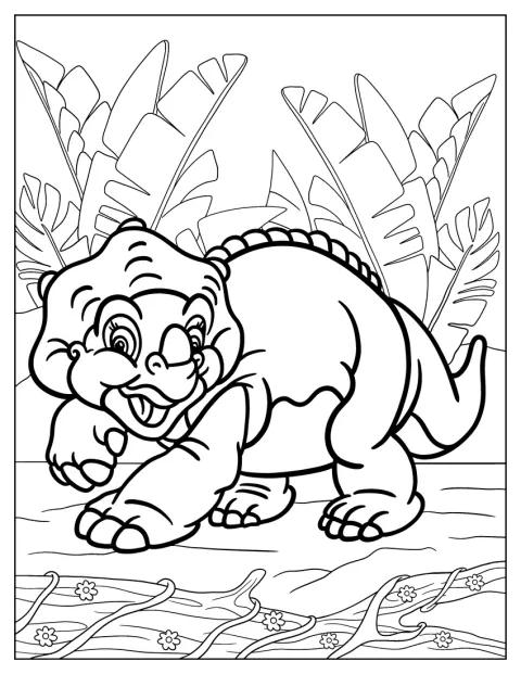 The Land Before Time -elokuvan Cera kävelee metsässä.