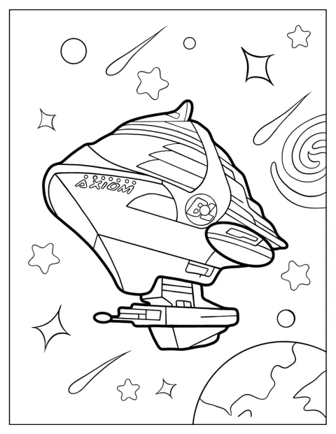 Wall-E Coloring Page Of Axiom Cruise Ship In Outer Space