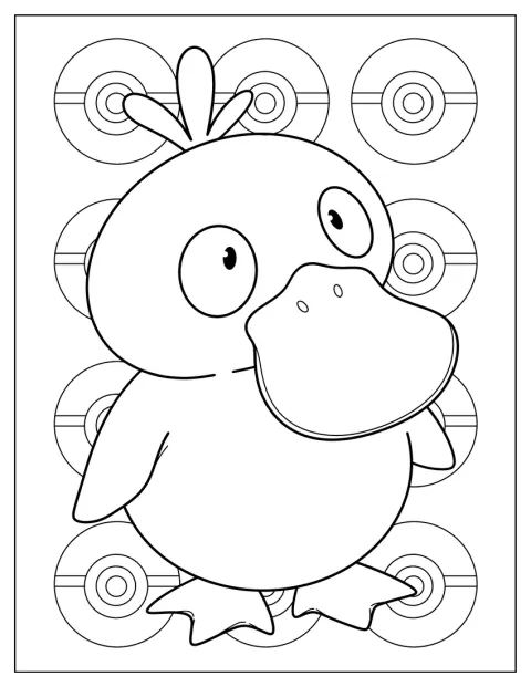 Psykokwak est représenté en petit personnage chibi aux traits adorables.