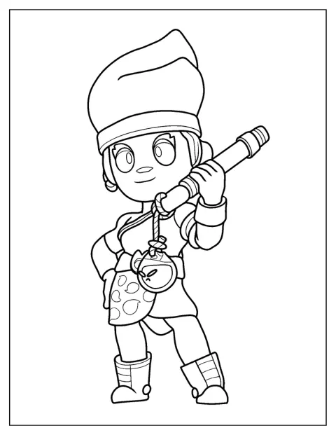 Amber aus Brawl Stars ist als einfache Umrisszeichnung dargestellt.
