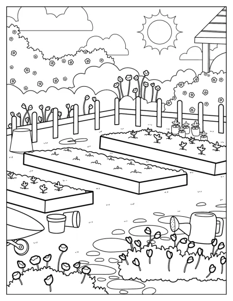 Flower Garden Coloring In For Young Kids