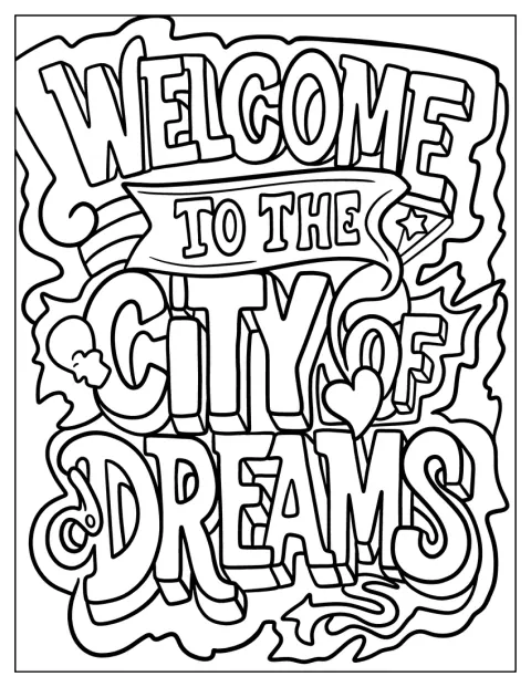 Napis „Welcome to the City of Dreams” wyróżnia się wśród miejskiego graffiti.