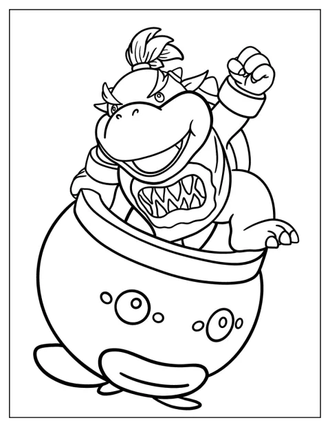 Baby Bowser barátságosan mosolyog a képen.