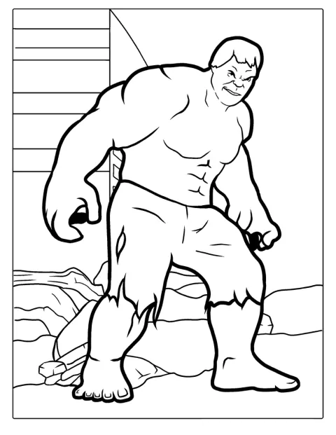 Incredible Hulk stojí čelem vpřed v přehledném jednoduchém obrysu.
