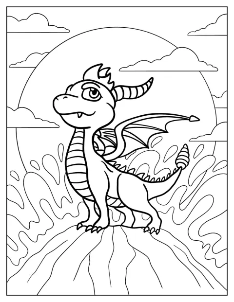 Spyro se sostiene sobre una roca mientras el agua salpica detrás de él.