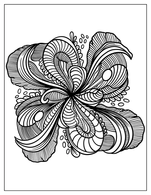 Unas hojas tropicales dobladas forman un diseño de zentangle.