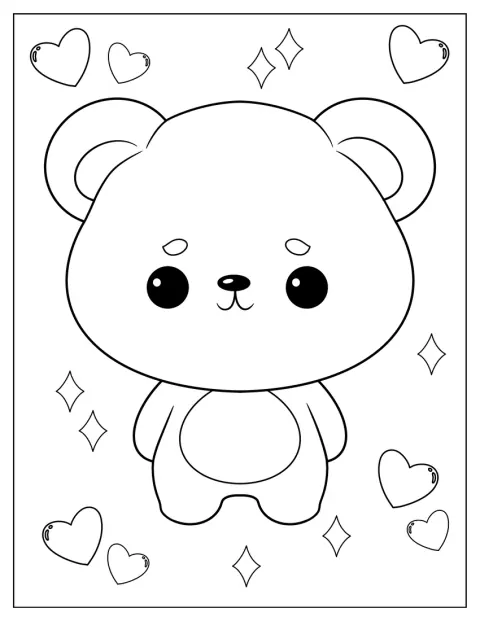 Cute Bear Coloring Page For Kids