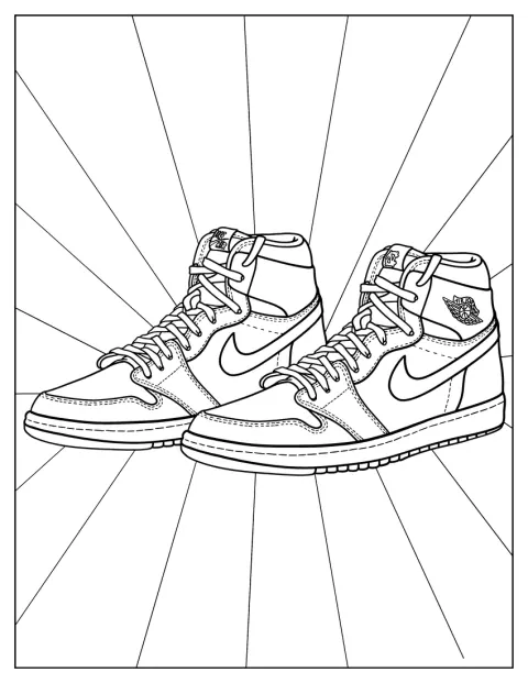 Et detaljeret par Air Jordan-sko vises fra siden.