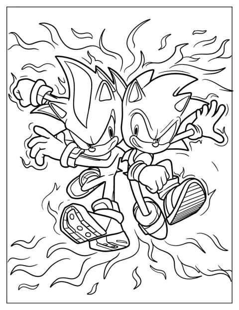 Shadow e Sonic brincam lado a lado.