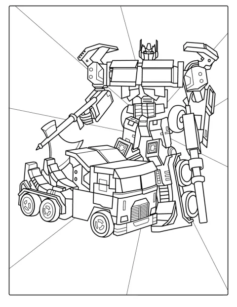 Optimus Prime stojí vedle nákladního vozu.