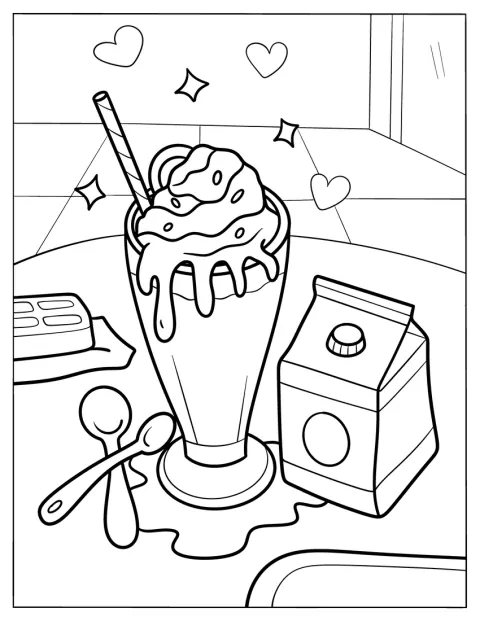 Un milkshake stă lângă un carton de lapte.