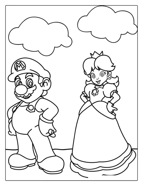 Peach és Mario egymás mellett állnak.