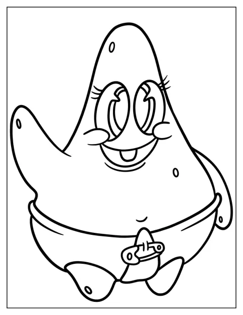 El pequeño Patricio, con pañal, aparece en un dibujo adorable.