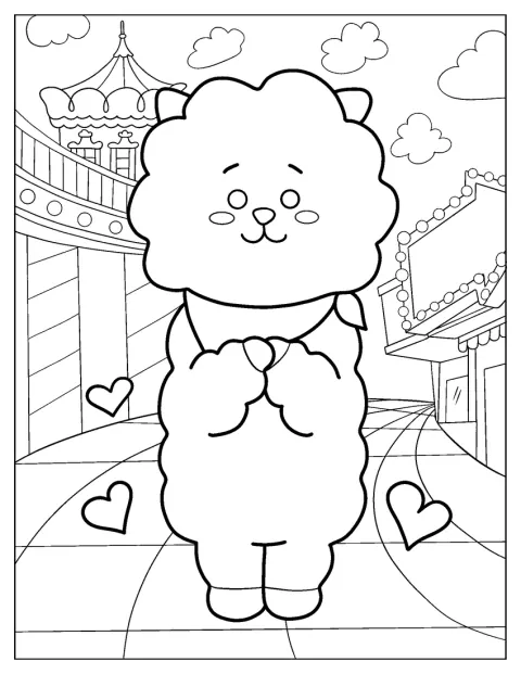 アールジェイが正面を向いて立っています。