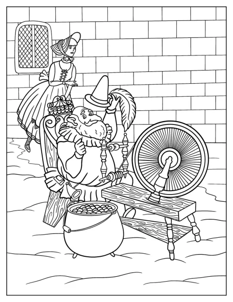 Rumpelstiltskin aparece en una escena de su cuento.