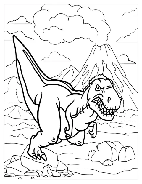 Sharptooth løber frem med åbent gab og truende tænder.
