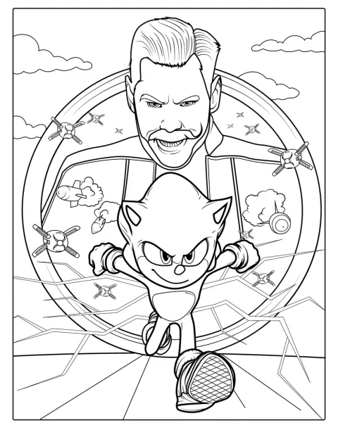 Sonic apare în centrul unui poster inspirat de filmul său.